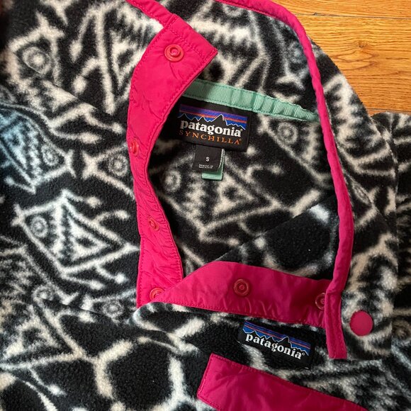 EUC Patagonia Synchilla Snap Fleece Ikat Fish Big Unisex Small Made in Mexico - Picture 2 of 4